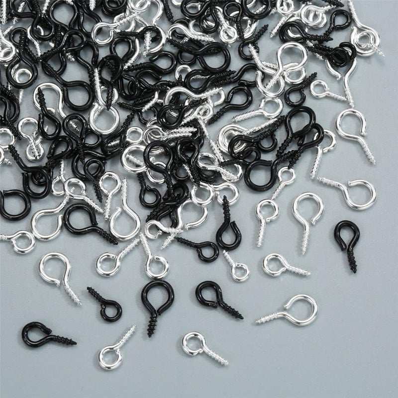Vesslam 300pcs Small Screw Pins Eye Pins Pendants for Jewelry Making & DIY Crafts, Mini Eye Screws for Art Projects & Bead Charms, Tiny Eye Hooks for Crafts (Silver &Black, 3 Sizes) - Image 5